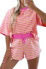 Conjunto de roupas esportivas Ecosunny, 2 peças, shorts felpudos listrados Conjunto de roupas esportivas Ecosunny, 2 peças, shorts felpudos listrados