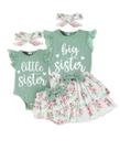 Conjunto de roupas FAMIHAO Big Sister Little Sister Romper com shorts