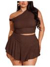 Conjunto de roupas femininas Verdusa Plus Size Mesh Off Shoulder