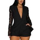 Conjunto de roupas femininas Wuitrie, 2 peças, blazer e shorts de renda Conjunto de roupas femininas Wuitrie, 2 peças, blazer e shorts de renda