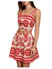 Conjunto de roupas Floerns, camiseta feminina com estampa tropical e saia