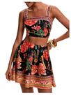 Conjunto de roupas Floerns, camiseta feminina Tropical Crop com saia Conjunto de roupas Floerns, camiseta feminina Tropical Crop com saia