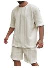 Conjunto de roupas GORGLITTER: camiseta masculina de malha a cabo, shorts, damasco