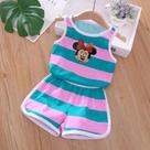 Conjunto de Roupas Infantil de Verão Mickey e Minnie - Colete e Shorts (2 Peças)