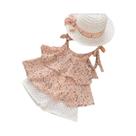 Conjunto De Roupas Infantis De Verão Para Meninas Com Top De Chiffon Floral E Shorts Bordados 3