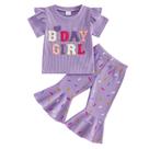Conjunto de roupas Kayotuas Toddler Baby Girl Ruffle Ribbed Knit Conjunto de roupas Kayotuas Toddler Baby Girl Ruffle Ribbed Knit