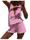 Conjunto de roupas MakeMechic para mulheres de verão com decote em V profundo rosa