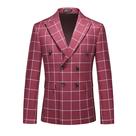 Conjunto de roupas masculino MOGU Slim Fit, xadrez, cor de vinho, trespassado Conjunto de roupas masculino MOGU Slim Fit, xadrez, cor de vinho, trespassado