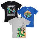Conjunto de roupas Minecraft Creeper Grid Boys com 3 camisetas tamanho 4