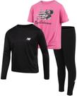 Conjunto de roupas New Balance Girls, 3 peças, camisetas e leggings