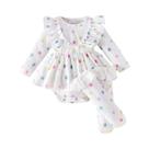 Conjunto De Roupas Para Bebê Menina Recém-Nascida 3PCS Outono Com Mangas Longas, Meias E Faixas De Conjunto De Roupas Para Bebê Menina Recém-Nascida 3PCS Outono Com Mangas Longas, Meias E Faixas De