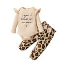 Conjunto De Roupas Para Bebês Recém-nascidos, Manga Comprida, Calças De Leopardo, Faixa De Cabeça, 3