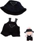 Conjunto de roupas para boneca Labubu de 17 cm com chapéu e macacão preto Conjunto de roupas para boneca Labubu de 17 cm com chapéu e macacão preto