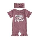 Conjunto de roupas Polinkety Newborn Baby Girl Romper Lil Sis 9-12M