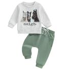 Conjunto de roupas Pudcoco Toddler Baby Boys Girls Farm Animal Outfit