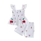 Conjunto de roupas Rourufy Toddler Baby Girl Smocked Cherry Print Conjunto de roupas Rourufy Toddler Baby Girl Smocked Cherry Print