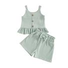 Conjunto de roupas Rourufy Toddler Baby Girl Waffle Slip Ruffle Outfit
