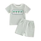Conjunto de roupas Saliuentm Infant Baby Boy Summer Waffle Stripe
