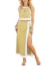 Conjunto de roupas Seetaa Summer Saia sem mangas Colorblock para mulheres