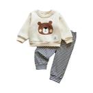 Conjunto De Roupas Unissex Para Crianças Com Bordado De Urso, Moletons De Manga Longa E Calças