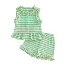 Conjunto de roupas WZTYYDS Toddler Baby Girl Summer Green Listrado 2-3T Conjunto de roupas WZTYYDS Toddler Baby Girl Summer Green Listrado 2-3T