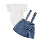 Conjunto de roupas XRTBMN Infant Girl Jeans Romper com saia suspensa Conjunto de roupas XRTBMN Infant Girl Jeans Romper com saia suspensa