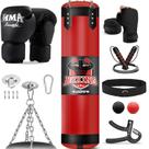 Conjunto de Saco de Pancada JUOIFIP Oxford 1,2m com Luvas de Boxe 350ml Vermelho