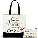 Conjunto de sacolas Buryeah Canvas Teacher Gift 40x45cm 25x18cm
