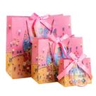 Conjunto de sacolas de presente, cartolina com tema de bolo com alças de corda, 3 tamanhos