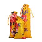 Conjunto de sacolas de presente de brocado de cetim com padrão floral de peônia