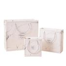 Conjunto de sacolas de presente de mármore branco com alças de corda, pacote com 3