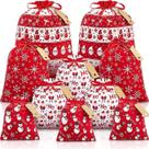 Conjunto de sacolas de presente de Natal com cordão, tecido tricotado, 10 unidades