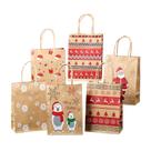 Conjunto de sacolas de presente de Natal com estampas de Papai Noel e Nordic Kraft x12