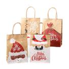 Conjunto de sacolas de presente de Natal Kraft Santa Holiday Prints x12