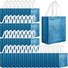 Conjunto de sacolas de presente Eccliy de 80 peças, sacola reutilizável brilhante com alças, sacolas de compras para casamento, Halloween, Ação de Graças e Natal (média, azul lago)