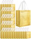 Conjunto de sacolas de presente Eccliy de 80 peças, sacola reutilizável brilhante com alças, sacolas de compras para casamento, Halloween, Ação de Graças e Natal (média, dourada)