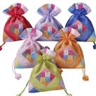 Conjunto de sacolas de presente, linho coreano colorido, 12 x 16 cm, 10 unidades