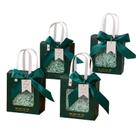 Conjunto de sacolas de presente verde transparente com fita, 18 x 8,5 x 21 cm, pacote com 4