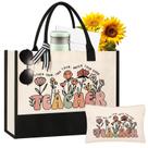 Conjunto de sacolas Itotegifts Canvas para mulheres com bolsa de maquiagem