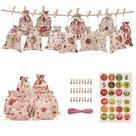 Conjunto de sacos de doces Advent Countdown Candy Foil, serapilheira de Natal