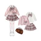 Conjunto De Saia Cosplay Sanrio My Melody Kuromi Para Crianças Estilo Anime Com Cardigã Tricotado