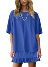 Conjunto de saia de duas peças Panadila Casual Denim Blue para mulheres