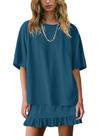 Conjunto de saia de duas peças Panadila para mulheres, casual, azul marinho, tamanho XS
