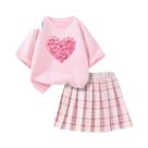 Conjunto De Saia De Verão Para Meninas Adolescentes, Camiseta Com Estampa De Cisne E Saia Plissada