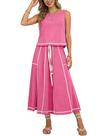 Conjunto de saia HOWALOOK feminino de algodão sem mangas drapeado Y2K Conjunto de saia HOWALOOK feminino de algodão sem mangas drapeado Y2K