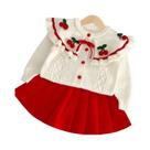 Conjunto De Saia Tricotada Com Estampa De Cereja Para Meninas, Roupa De Duas Peças Para Bebês,