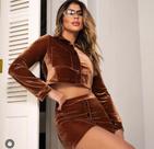 Conjunto de saia veludo feminino