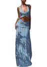 Conjunto de saias Famnbro, saia maxi feminina com decote em V, babados Y2k Conjunto de saias Famnbro, saia maxi feminina com decote em V, babados Y2k