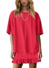 Conjunto de saias Panadila para mulheres casuais, 2 peças, tecido vermelho misturado
