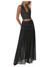 Conjunto de saias SOLY HUX, bolinhas, blusa curta única e saia maxi Conjunto de saias SOLY HUX, bolinhas, blusa curta única e saia maxi